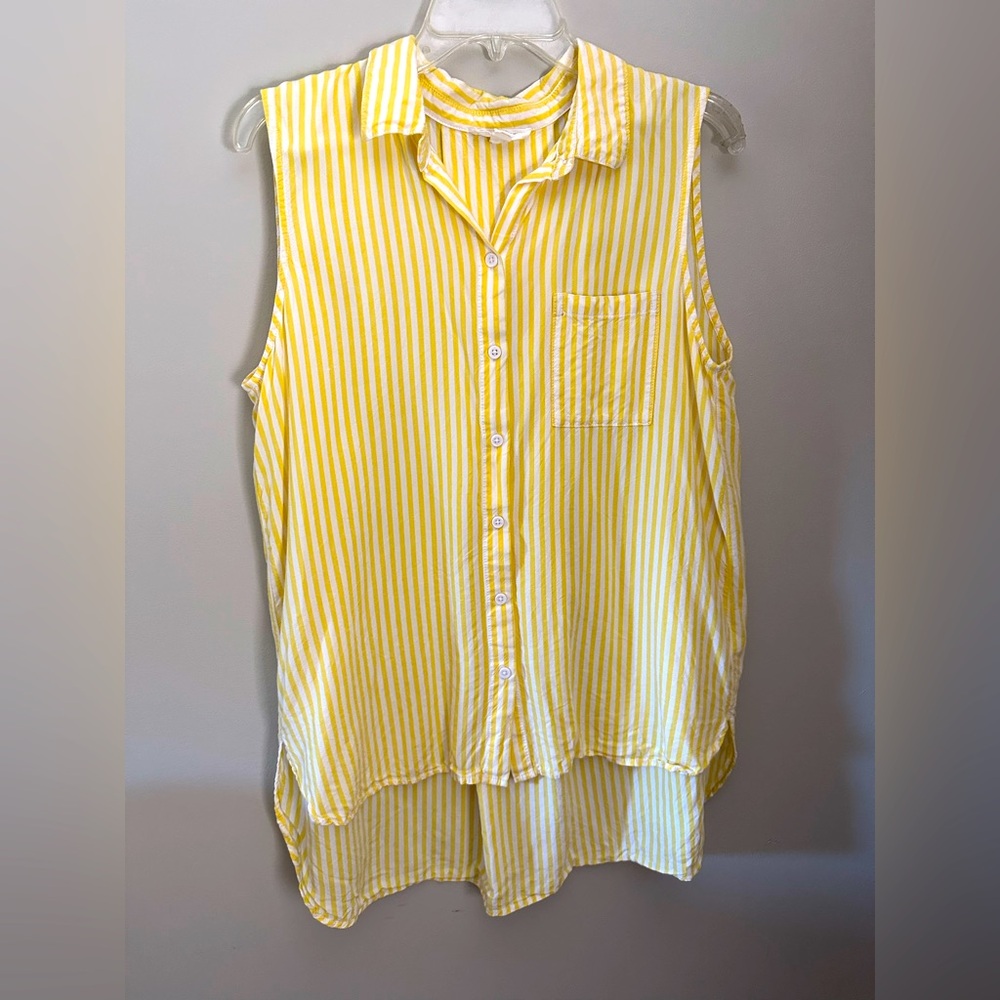 beachlunchlounge Yellow and White Striped Tank